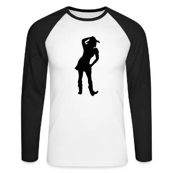 Line dance - T-shirt baseball manches longues Homme - blanc/noir - Devant - Nik (191cm)