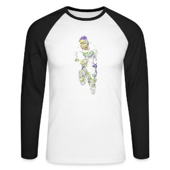 bmx race racing mountain bike motocross - Unisex Long Sleeve Baseball T-Shirt - white/black - Front - Nik (191cm)