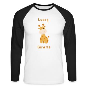 Glücksgiraffe - Unisex Baseballshirt langarm - Weiß/Schwarz - Vorne - Nik (191cm)