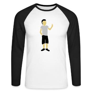 Jungendlicher Silhouette Peace Zeichen - Unisex Baseballshirt langarm - Weiß/Schwarz - Vorne - Nik (191cm)