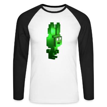 Green Creature 8-Bit Bunny: T-shirt végétalien de jeu - T-shirt baseball manches longues Homme - blanc/noir - Devant - Nik (191cm)