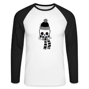 Thumbs up frozen skeleton - Unisex Long Sleeve Baseball T-Shirt - white/black - Front - Nik (191cm)