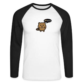 Mr. Biber - Unisex Baseballshirt langarm - Weiß/Schwarz - Vorne - Nik (191cm)