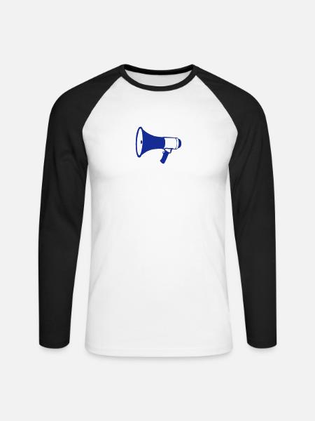 porte voix megaphone 2202 - T-shirt baseball manches longues Homme - blanc/noir