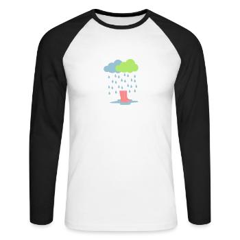 Gummistiefel - Unisex Baseballshirt langarm - Weiß/Schwarz - Vorne - Nik (191cm)