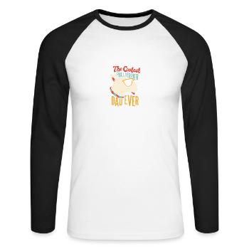 Der coolste Bull Terrier Dad aller Zeiten Der cool - Unisex Baseballshirt langarm - Weiß/Schwarz - Vorne - Nik (191cm)