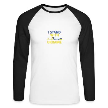I Stand With Ukraine heartbeat Ukraine - Unisex Long Sleeve Baseball T-Shirt - white/black - Front - Nik (191cm)