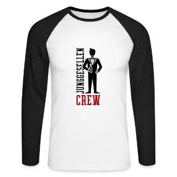 Junggesellen Crew Jga Bräutigam - Unisex Baseballshirt langarm - Weiß/Schwarz - Vorne - Nik (191cm)