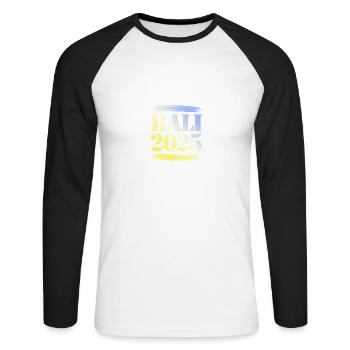 Bali 2025 - Unisex Baseballshirt langarm - Weiß/Schwarz - Vorne - Nik (191cm)