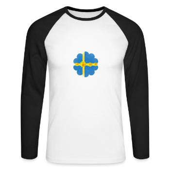 Suède Pissenlit Fleurs Suède Drapeau - T-shirt baseball manches longues Homme - blanc/noir - Devant - Nik (191cm)