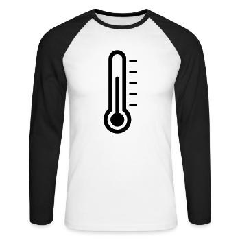 Thermometer - Unisex Baseballshirt langarm - Weiß/Schwarz - Vorne - Nik (191cm)