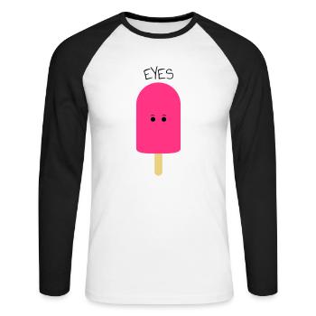 Eyes/Eis am Stil / Eiscreme / Sonne Sommer-Shirt - Unisex Baseballshirt langarm - Weiß/Schwarz - Vorne - Nik (191cm)