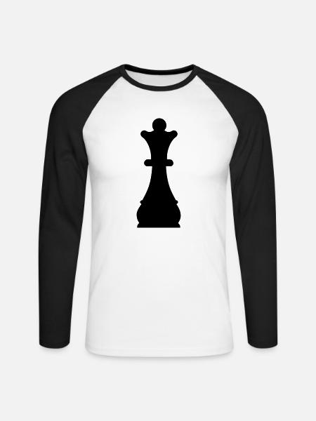queen queen chess piece - Unisex Long Sleeve Baseball T-Shirt - white/black