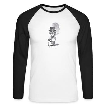 GentleBiber # Art nord-allemand - T-shirt baseball manches longues Homme - blanc/noir - Devant - Nik (191cm)