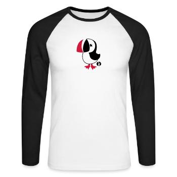Papageitaucher - Puffin - T-shirt baseball manches longues Homme - blanc/noir - Devant - Nik (191cm)