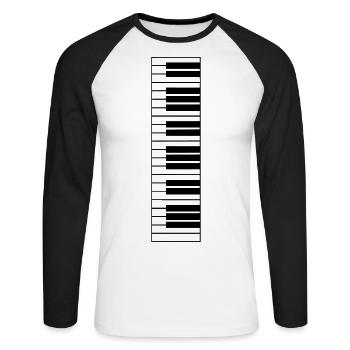 klaviertasten, piano, klavier, keyboard - Unisex Baseballshirt langarm - Weiß/Schwarz - Vorne - Nik (191cm)