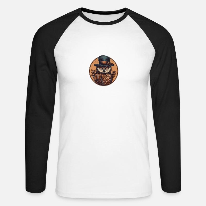 Mister Eule - Unisex Baseballshirt langarm - Weiß/Schwarz