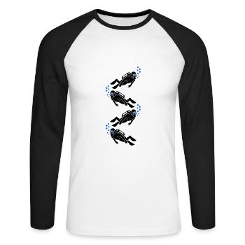 Diving Divers - Unisex Long Sleeve Baseball T-Shirt - white/black - Front - Nik (191cm)