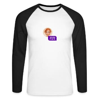 WMN PWR - Female Face - 05 - Unisex Long Sleeve Baseball T-Shirt - white/black - Front - Nik (191cm)