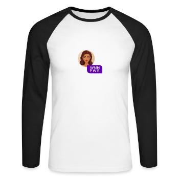 WMN PWR - Female Face - 02 - Unisex Long Sleeve Baseball T-Shirt - white/black - Front - Nik (191cm)