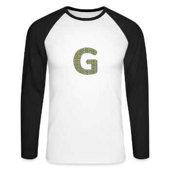 Coeur coloré G Design - Unique et élégant ! - T-shirt baseball manches longues Homme - blanc/noir - Devant - Nik (191cm)