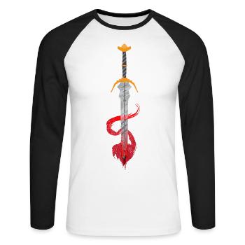 Épée nordique vikings mystique - T-shirt baseball manches longues Homme - blanc/noir - Devant - Nik (191cm)