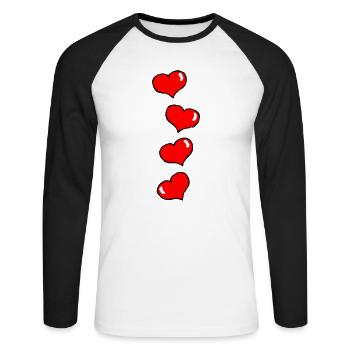 Herzchen - Unisex Baseballshirt langarm - Weiß/Schwarz - Vorne - Nik (191cm)