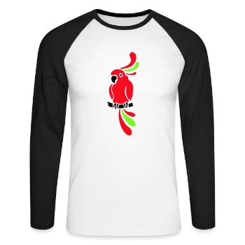 Papagei - bunt - Vogel - Unisex Baseballshirt langarm - Weiß/Schwarz - Vorne - Nik (191cm)