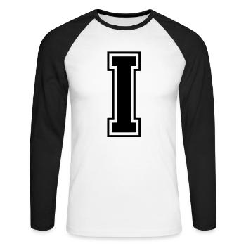 i - Unisex Long Sleeve Baseball T-Shirt - white/black - Front - Nik (191cm)