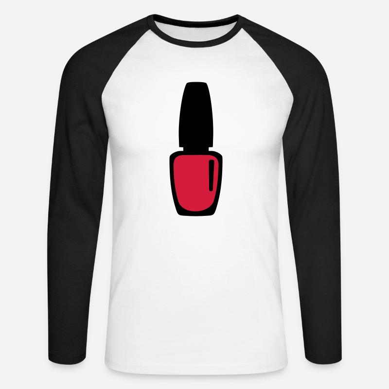 Nagellack - Unisex Baseballshirt langarm - Weiß/Schwarz