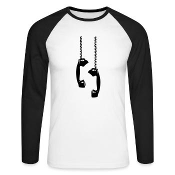 Telefonhörer Nostalgie Retro anrufen antik analog - Unisex Baseballshirt langarm - Weiß/Schwarz - Vorne - Nik (191cm)
