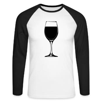 wein weinglas weinflasche design - Unisex Baseballshirt langarm - Weiß/Schwarz - Vorne - Nik (191cm)