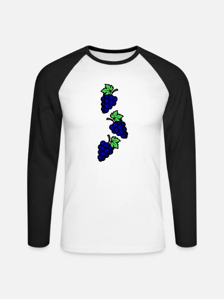 Grapes Symbol Grapes - Unisex Long Sleeve Baseball T-Shirt - white/black