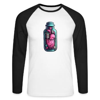 Herz Mystischer Inhalt Flasche Zeichnung - Unisex Baseballshirt langarm - Weiß/Schwarz - Vorne - Nik (191cm)