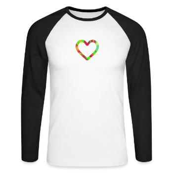 Herz neon - Unisex Baseballshirt langarm - Weiß/Schwarz - Vorne - Nik (191cm)