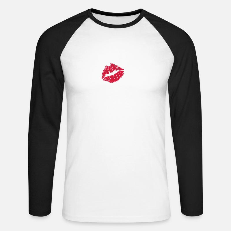Lips - Unisex Long Sleeve Baseball T-Shirt - white/black
