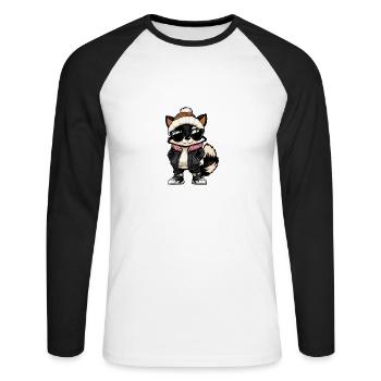 Skunk Hiver - T-shirt baseball manches longues Homme - blanc/noir - Devant - Nik (191cm)