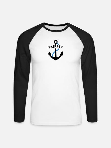 Skipper - Unisex Baseballshirt langarm - Weiß/Schwarz