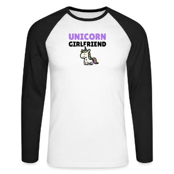 Unicorn Girlfriend - Unisex Baseballshirt langarm - Weiß/Schwarz - Vorne - Nik (191cm)