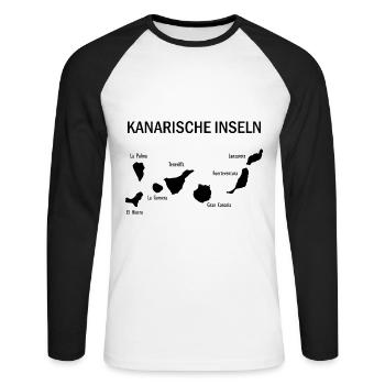 Canary islands Map Kanarische Inseln Karte - Unisex Baseballshirt langarm - Weiß/Schwarz - Vorne - Nik (191cm)