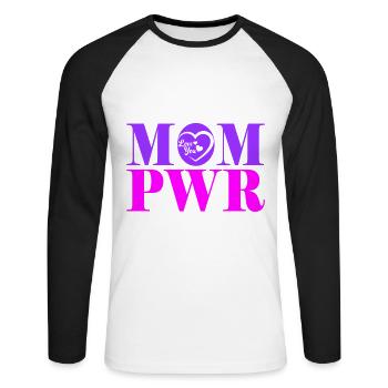 Mompower starke Mutter | Farbe änderbar - Unisex Baseballshirt langarm - Weiß/Schwarz - Vorne - Nik (191cm)