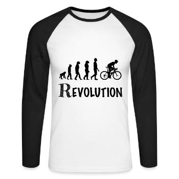 revolution cycle race bicycle - Unisex Long Sleeve Baseball T-Shirt - white/black - Front - Nik (191cm)