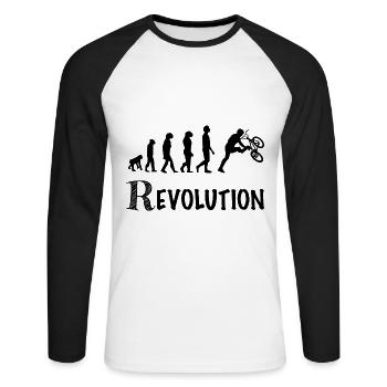 Revolution BMX Race Bicycle Cyclist Rider Trick - Unisex Long Sleeve Baseball T-Shirt - white/black - Front - Nik (191cm)