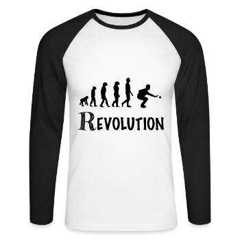 Revolution petanque player humor balls - Unisex Long Sleeve Baseball T-Shirt - white/black - Front - Nik (191cm)