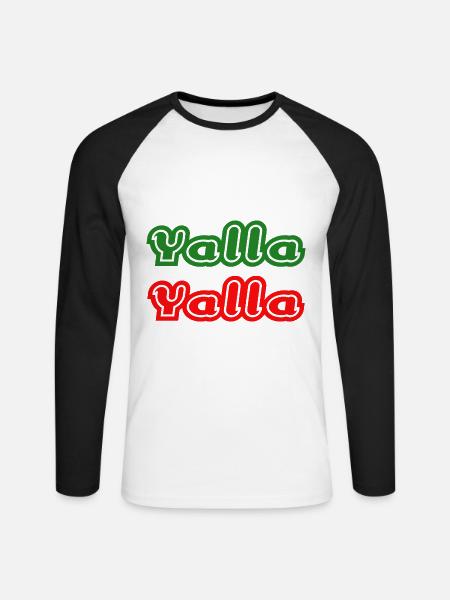 Yalla Yalla - Unisex Baseballshirt langarm - Weiß/Schwarz