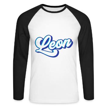 Leon | Farben änderbar - Unisex Baseballshirt langarm - Weiß/Schwarz - Vorne - Nik (191cm)