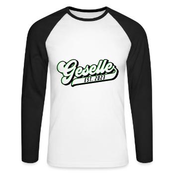 Stolzer Geselle - seit 2023 | Farben änderbar - Unisex Baseballshirt langarm - Weiß/Schwarz - Vorne - Nik (191cm)