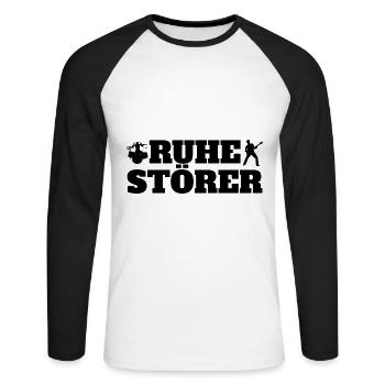 Ruhestörer Schlagzeuger Gitarrist - Unisex Baseballshirt langarm - Weiß/Schwarz - Vorne - Nik (191cm)