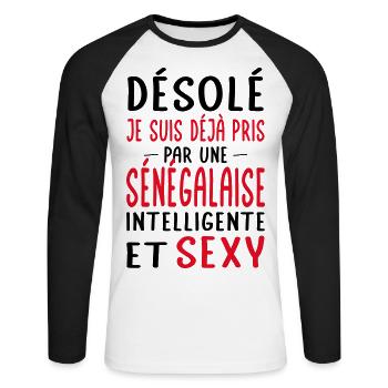 Désolé déjà pris par une Sénégalaise sexy - T-shirt baseball manches longues Homme - blanc/noir - Devant - Nik (191cm)