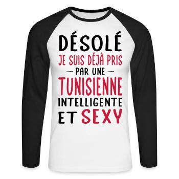 Désolé déjà pris par une Tunisienne sexy - T-shirt baseball manches longues Homme - blanc/noir - Devant - Nik (191cm)